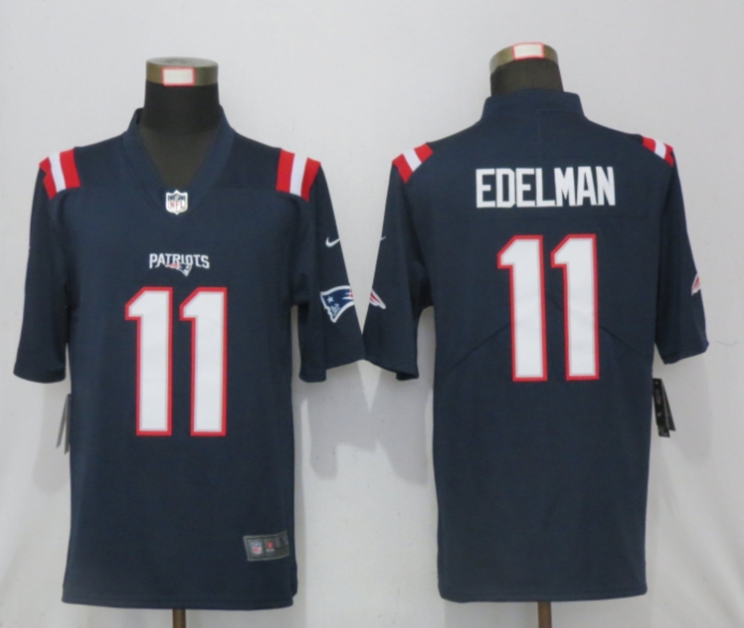 Men New Nike New England Patriots 11 Edelman Nike Blue Game Jersey